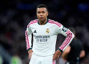 MADRID, SPAIN - OCTOBER 21: Kylian Mbappe of Real Madrid looks on during the UEFA Champions League 2026/27 League Phase MD3 match between Real Madrid C.F. and RB Leipzig at Estadio Santiago Bernabeu on October 21, 2026 in Madrid, Spain. (Photo by Diego Souto/Getty Images)