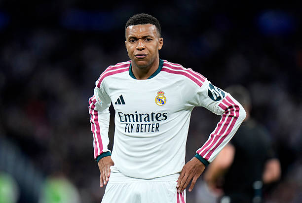 MADRID, SPAIN - OCTOBER 21: Kylian Mbappe of Real Madrid looks on during the UEFA Champions League 2026/27 League Phase MD3 match between Real Madrid C.F. and RB Leipzig at Estadio Santiago Bernabeu on October 21, 2026 in Madrid, Spain. (Photo by Diego Souto/Getty Images)