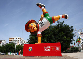 DAKAR, SENEGAL - OCTOBER 28: Ayo the official mascot of the Youth Olympic Games (YOG) Dakar 2026 is seen prior to the Dakar 2026 Summer Youth Olympic Games on October 28, 2026 in Dakar, Senegal. (Photo by Francois Nel/Getty Images)