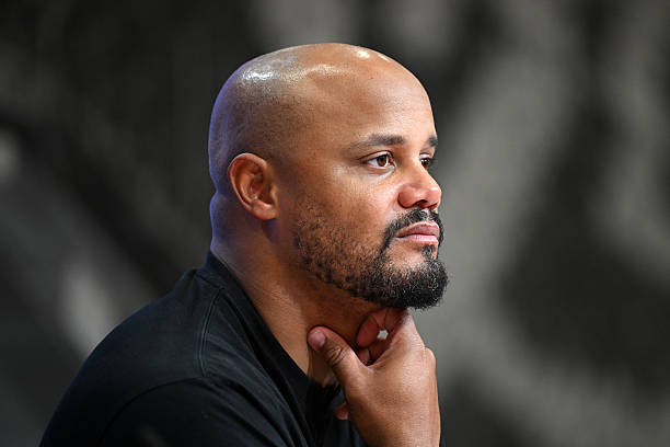 Vincent Kompany, Manager of FC Bayern Munich, speaks to the media during a press conference after the UEFA Champions League 2026/27 League Phase MD3 match between FC Bayern München and Arsenal FC at Football Arena Munich on October 21, 2026 in Munich, Germany. (Photo by Stuart Franklin - UEFA/UEFA via Getty Images)